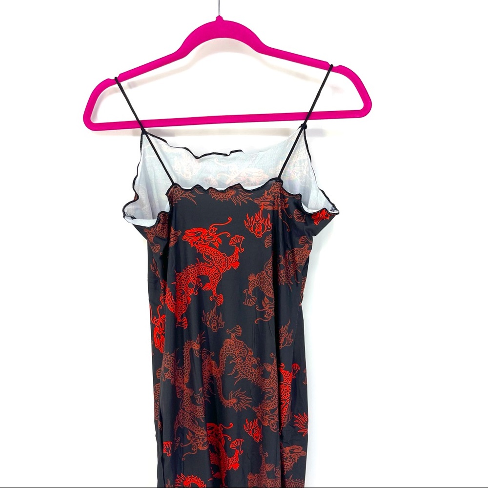Medium Chinese Dragon Print Lettuce Trim Dress - Picture 5 of 6